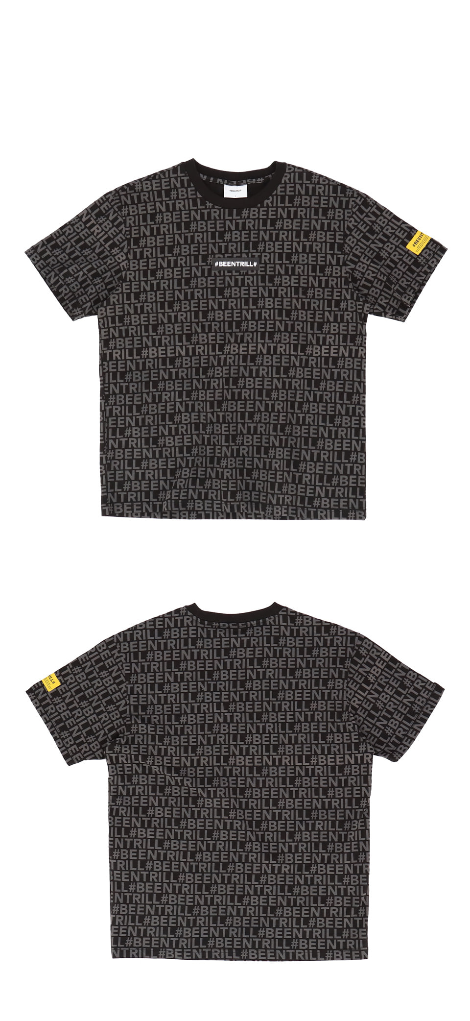 빈트릴(BEENTRILL) 모노그램 컴포트핏 반팔 티셔츠(블랙)